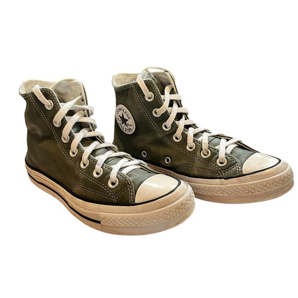 Converse Chuck Taylor All Star Sneakers Shoes Mens Size 4 Womens 6 Green Leather - Picture 8 of 12